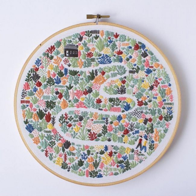 Broderi i rund ram