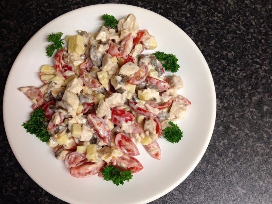 Ensalada con champiñones