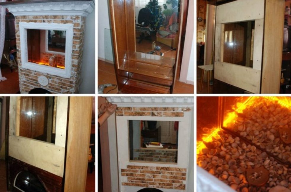 Etapas del renacimiento de un aparador de espejo.