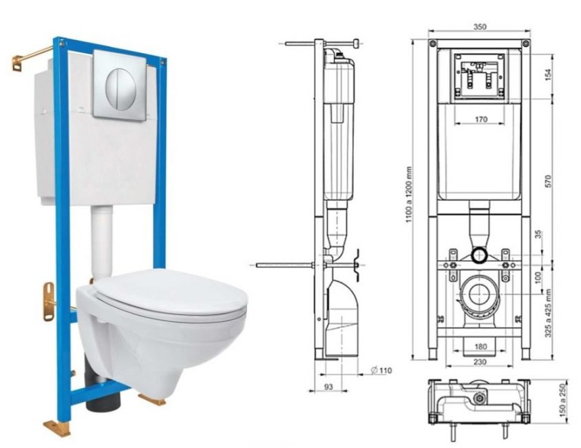 Kaavio wc-kulhosta, jossa on piilotettu vesisäiliö