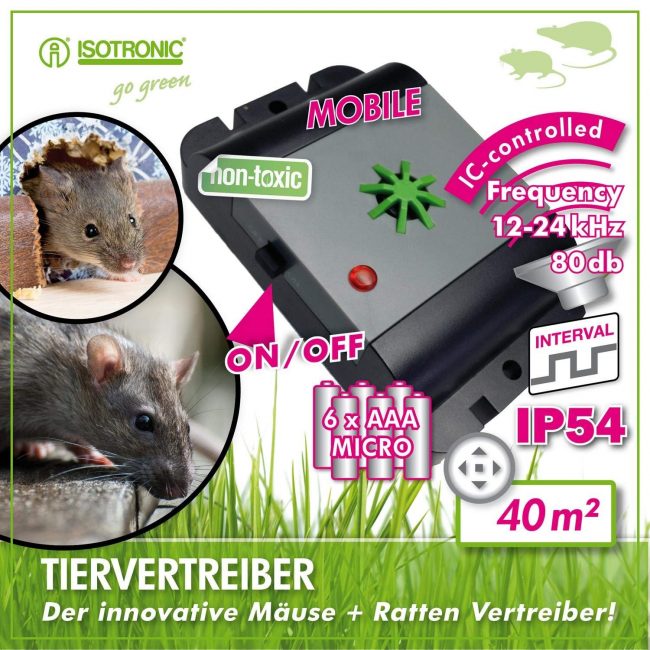 Ahuyentador ultrasónico de ratas y ratones ISOTRONIK MICE + RATS REPELLER