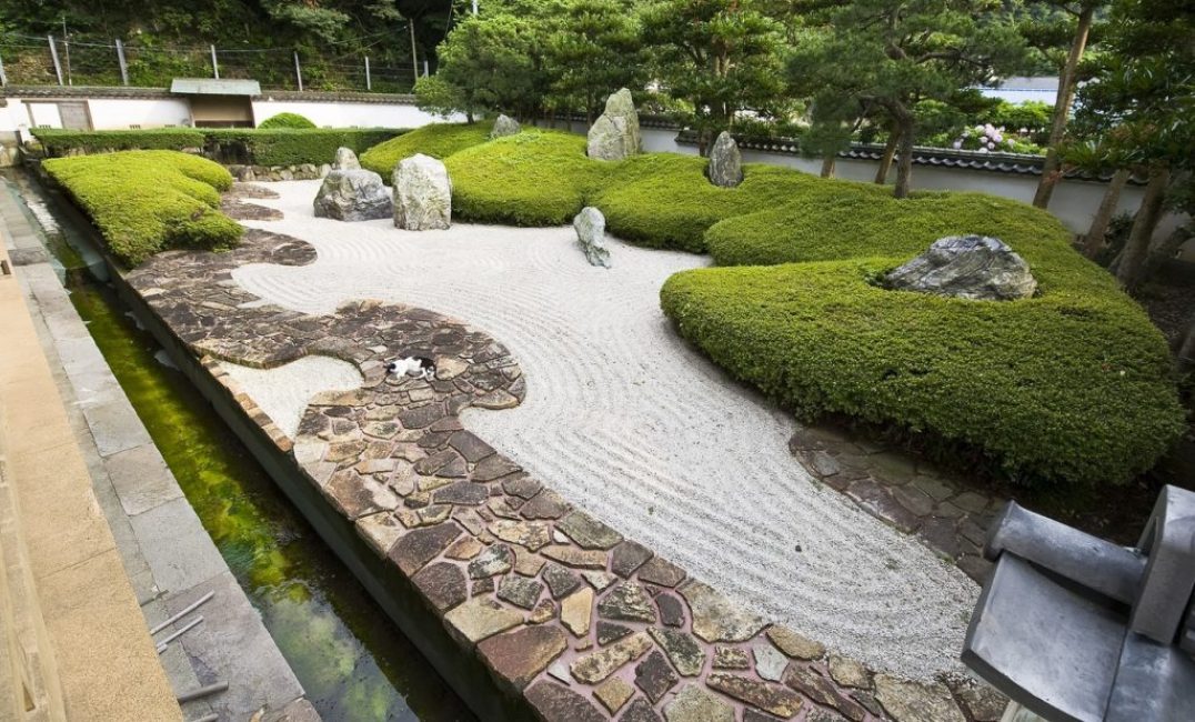 Opción de jardín de piedra de estilo japonés