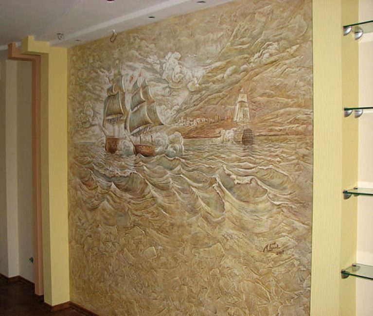 Basrelief på väggen