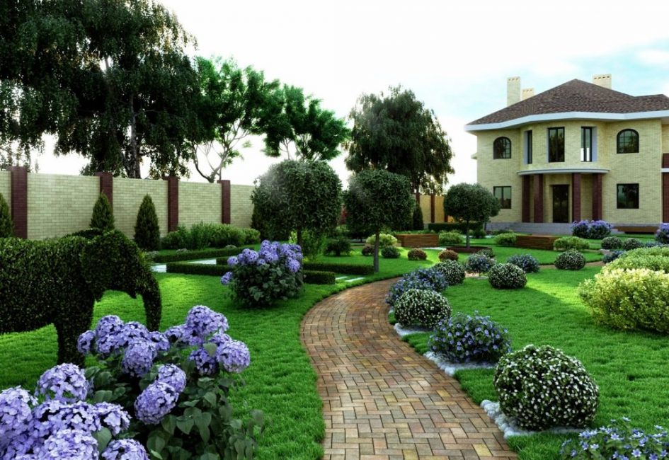 Jardín en tonos azul lila