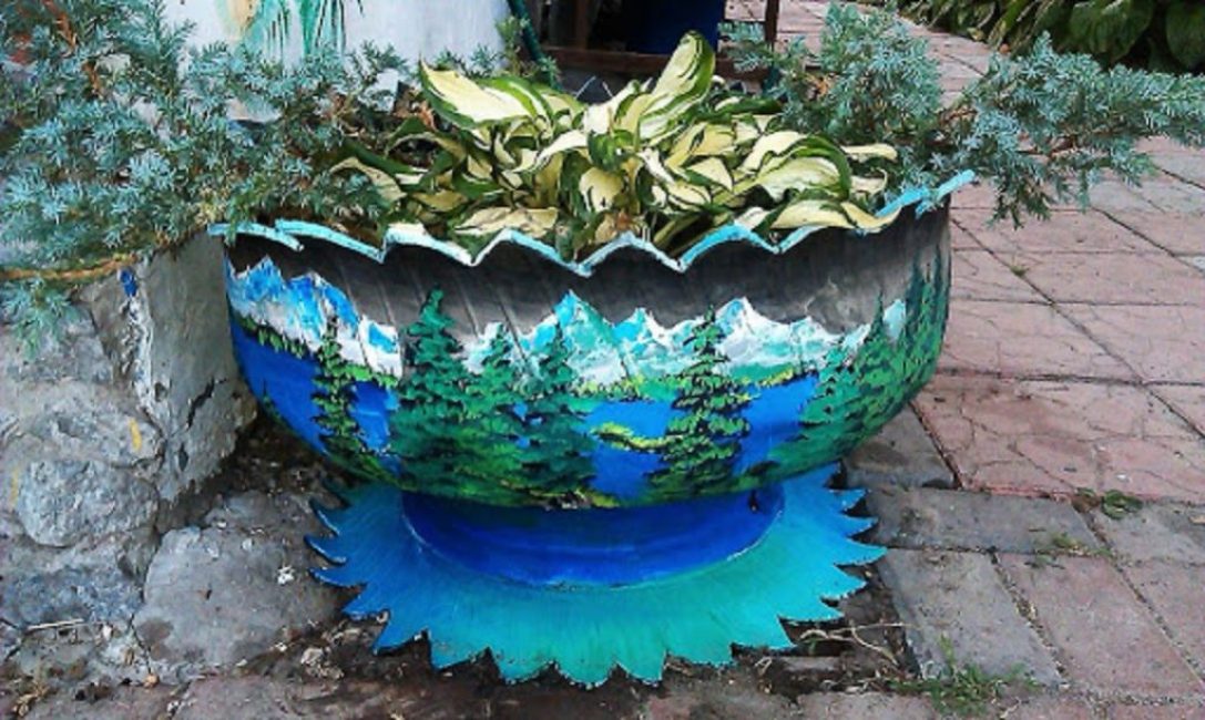 Maceta de una rueda de coche