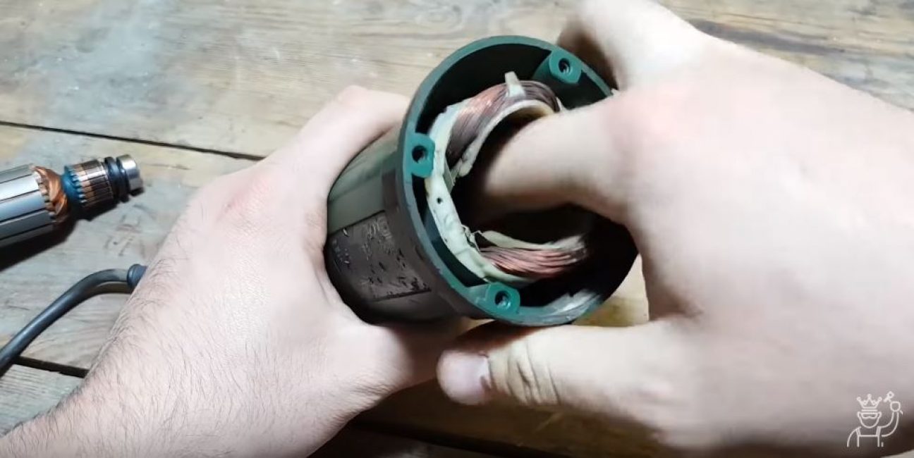 Sacamos el estator del viejo motor eléctrico.